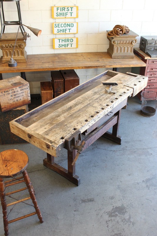 c1900s Antique Vtg Industrial Workbench Table Desk Retail Counter Carpenters gallery