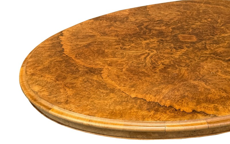 Vintage Estate Burl Walnut Wood Large Oval Low Coffee Table GB648 gallery