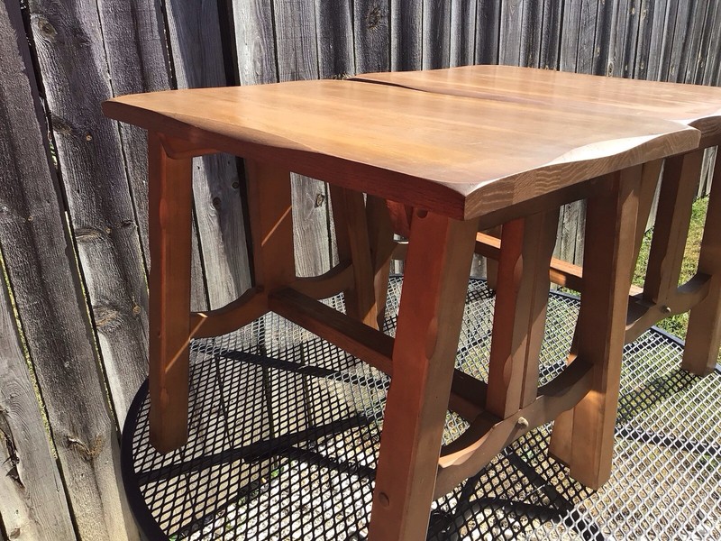 PAIR VINTAGE MISSION OAK MATCHING END TABLES gallery