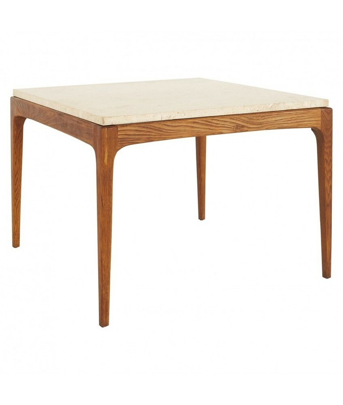 Lane Rhythm Mid Century Travertine Top Square Coffee Table