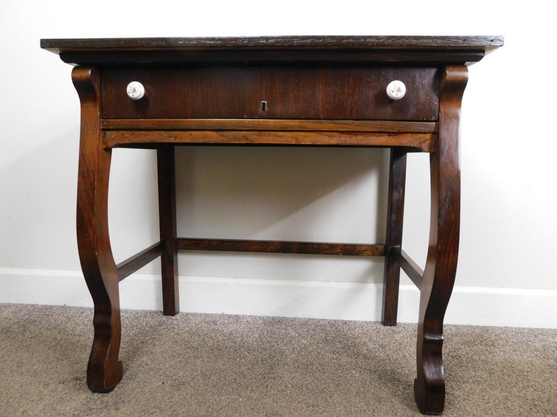 31″W Desk Console Sofa Vanity Table Wood w Drawer Vintage Empire Restored