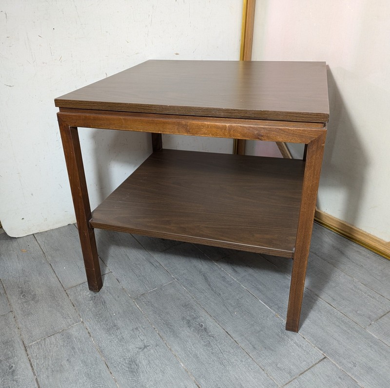 Vintage Alma Mid Century Modern Formica & Wood 2-Tier End Table gallery