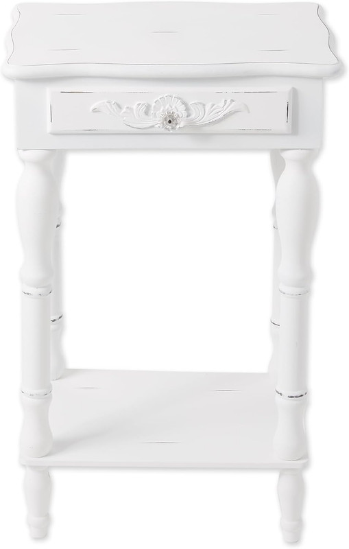 Elegant Carved White Side Table - Perfect for Any Room Decor gallery
