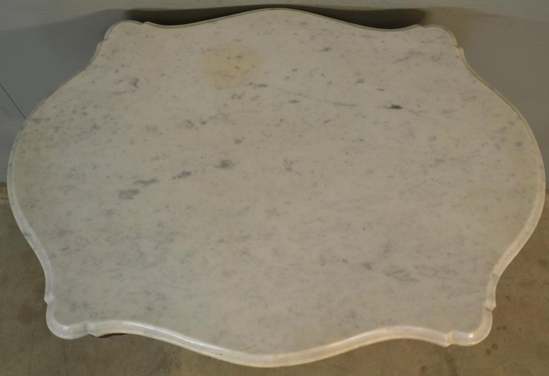 Antique Parlor Table, Victorian Marble Top Carved Hall Table #21332 gallery