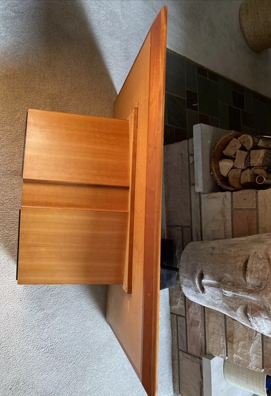 60’s Mid Century Modern Teak Walnut Original Custom Slate Inlays Coffee Table gallery