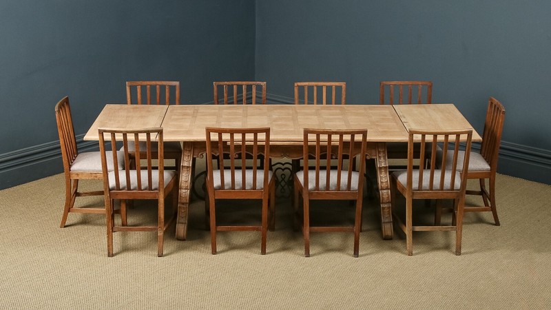 Antique Spanish Basque Oak & Iron 8ft 9” Refectory Kitchen Dining Table c. 1930 gallery