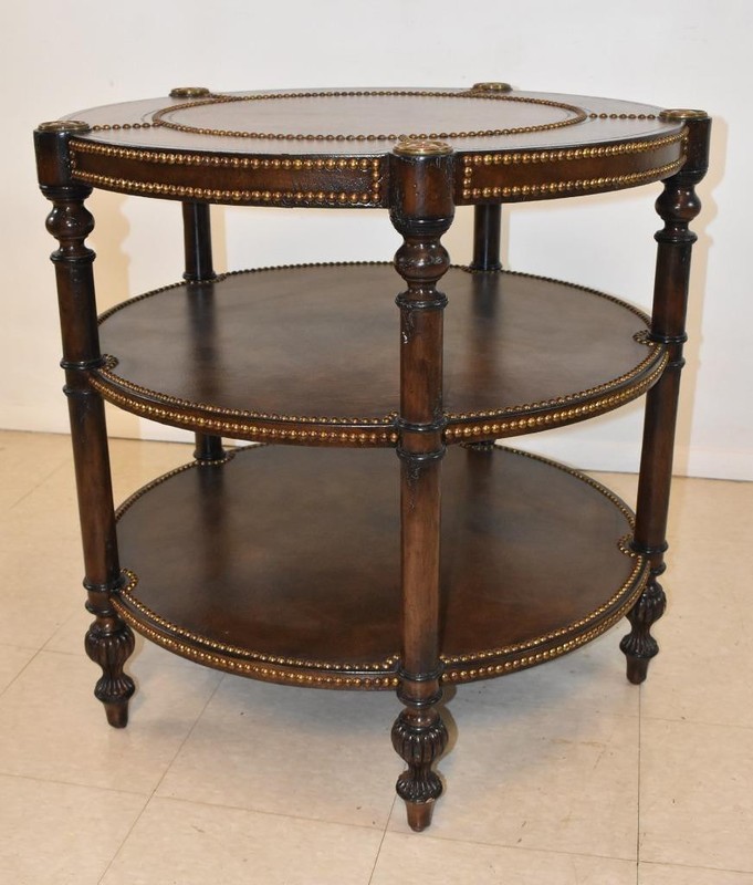 Maitland Smith 3-Tier Leather Top Table gallery