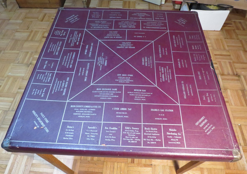Vintage 1940's Advertising Wood Folding Game Card Table Hurley WI Ironwood MI gallery