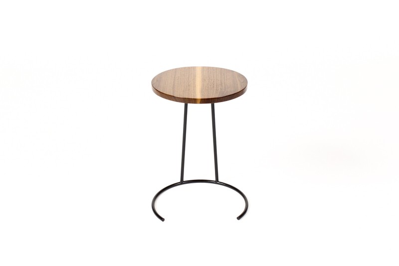 Mid Century Vintage Jens Risom Stacking Side Table Model #T-710 — Walnut + Iron gallery