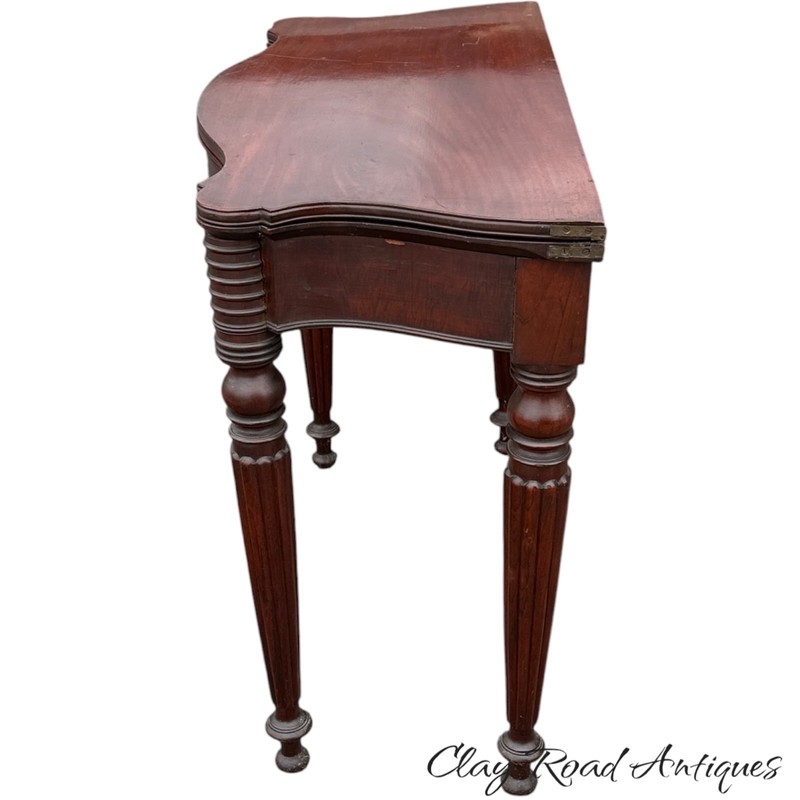 Antique mahogany Boston console card game table original finish federal 1820 gallery