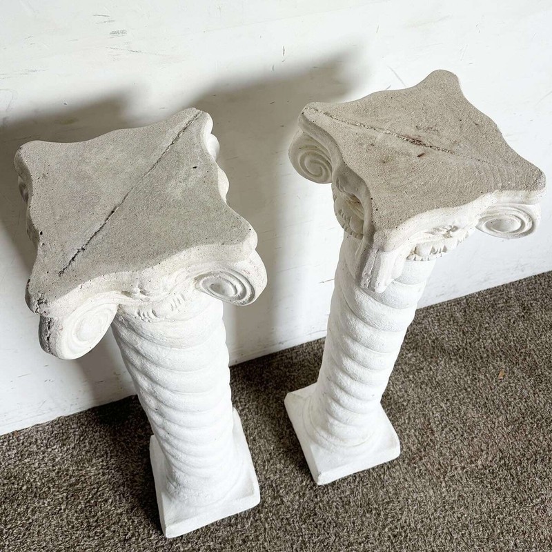 Regency White Plaster Columns Pedestals - a Pair gallery