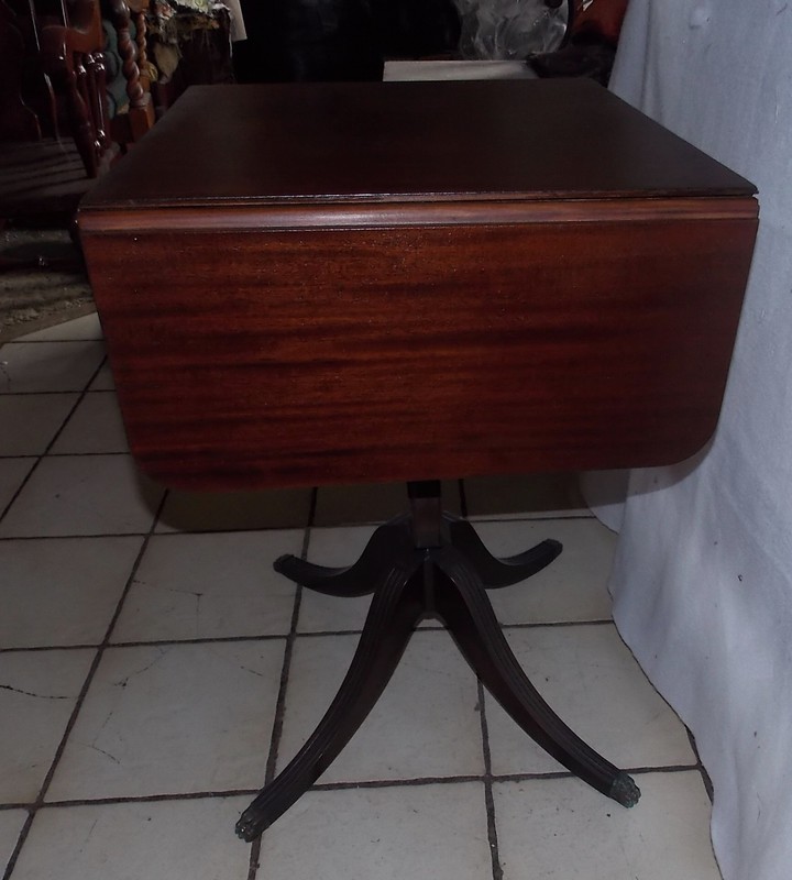 Mahogany Dropleaf Lyre Base Entry Table / Server Table / End Table (ENT13) gallery