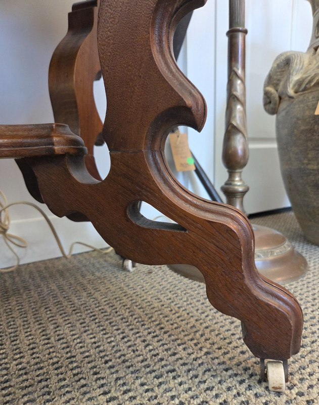 1850 - 1865 Antique Walnut Victorian Center Table with Hand Carved Dog Pristine gallery