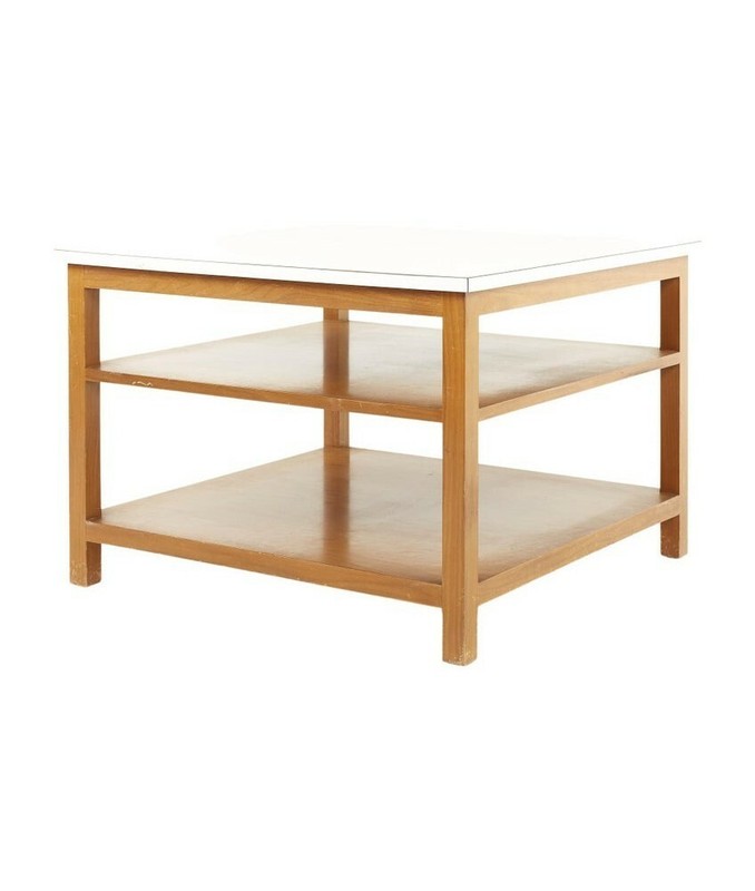 Edward Wormley for Dunbar Style Mid Century Walnut and White Laminate Side Table