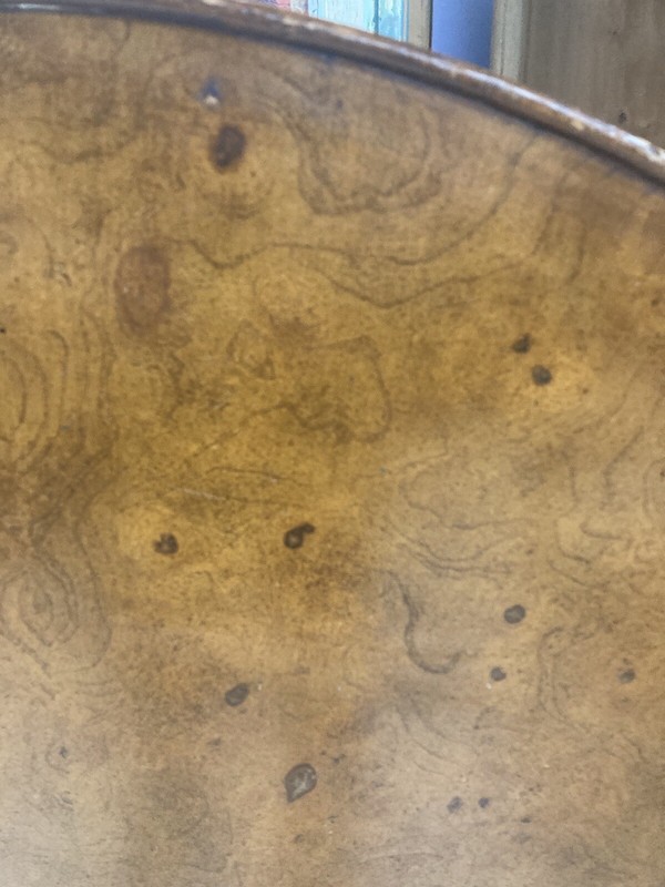 Antique tilt birdseye maple table. Quite large at 36 inch diameter.. gallery