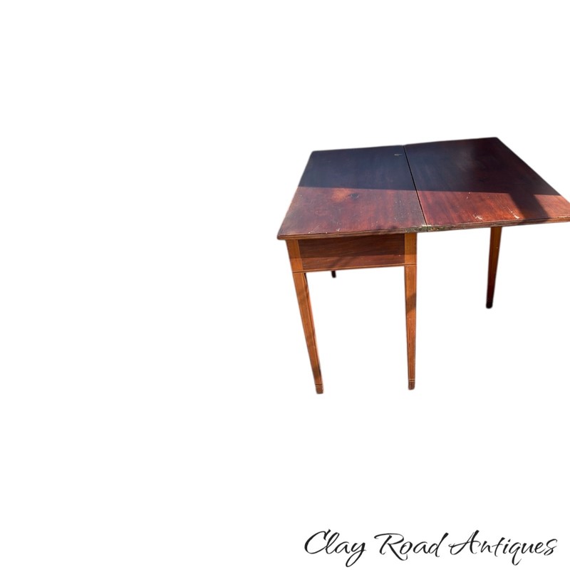 antique federal walnut inlaid card game console table 1810 Pa 1 drawer gallery