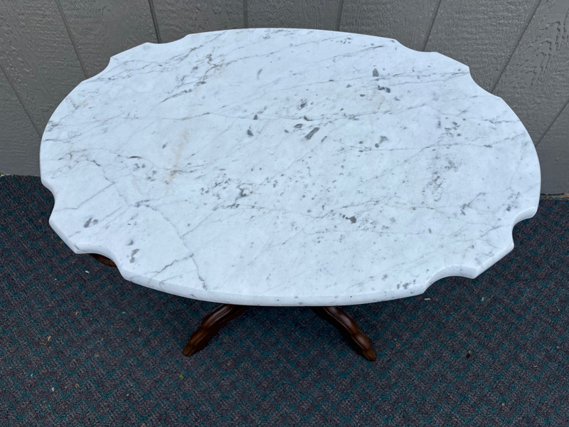 67776 Victorian Marble Top Side Table with Ornate Wooden Base gallery