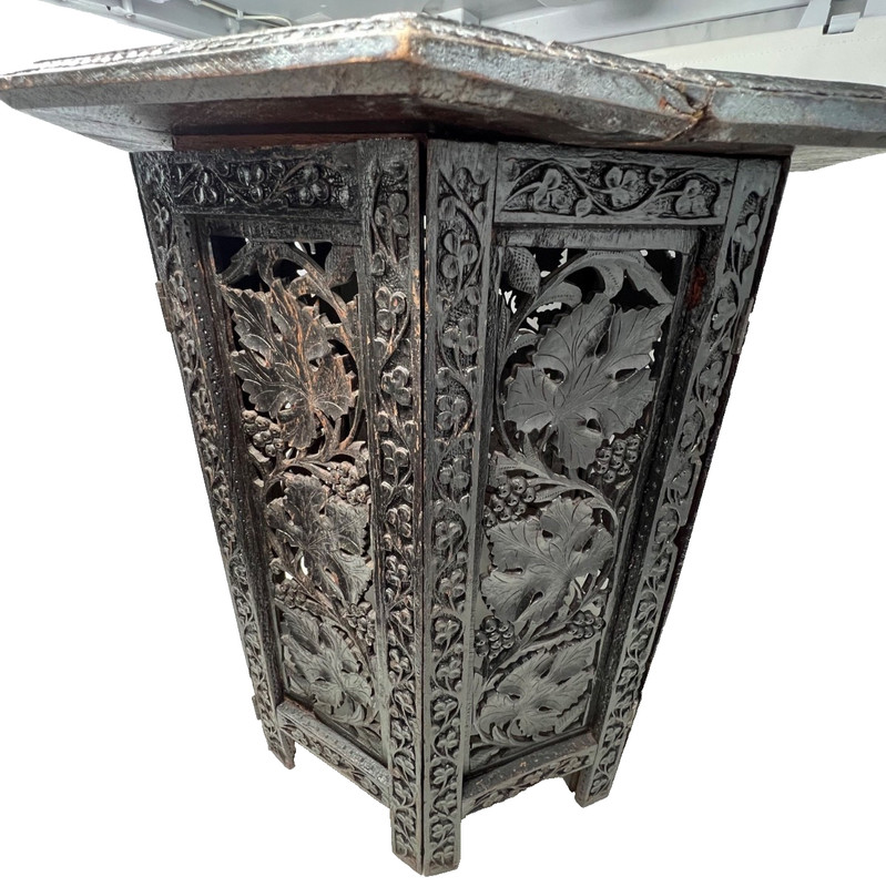 Antique Hand Carved Sheesham Octagon Folding Table gallery