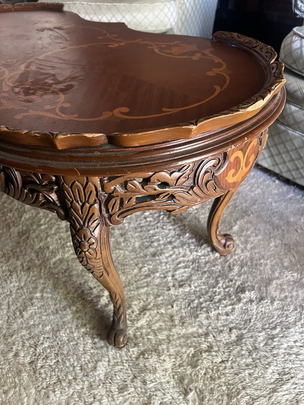 French Style Coffee Table With Inlays And Carving gallery