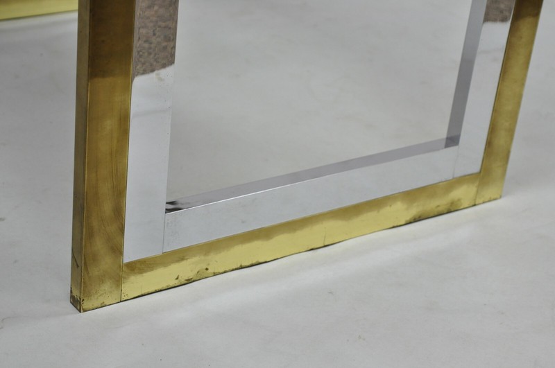 Mid Century Modern Chrome Brass Glass Waterfall Side Table by Messin Finland gallery