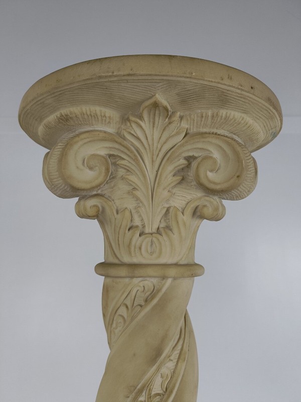 Large Column Pedestal White Marble look Resin Signed Guelfi Ornate plant stand G gallery