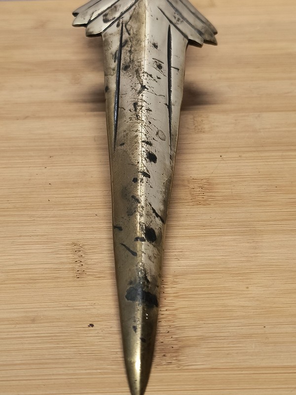 Vintage Carved Wood And Long Brass Feather Tail 16 Inches gallery
