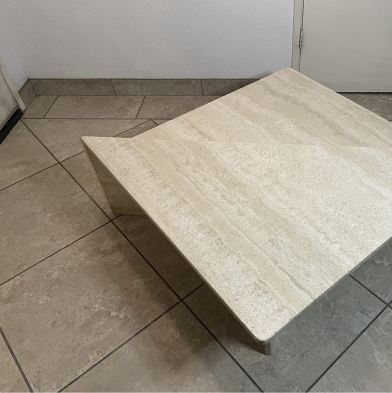 Italian Travertine Coffee Table -Vintage Mid Century Modern 