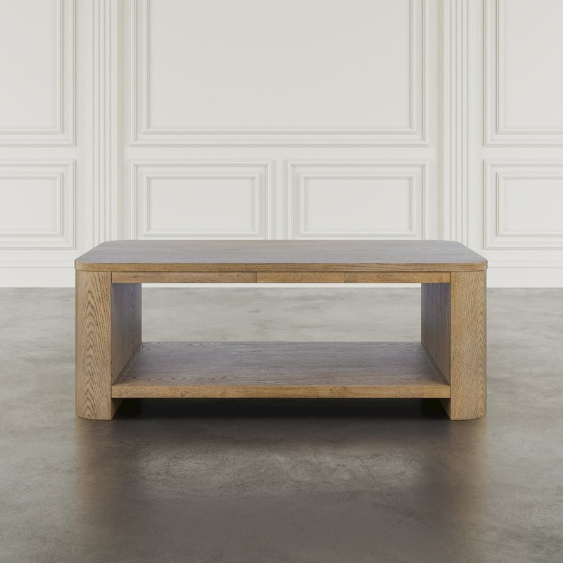 Janzen Contemporary Modern 50" Rolling Coffee Table with Open Storage Shelf gallery
