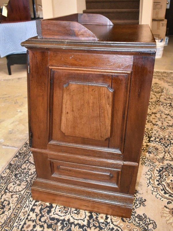 Primitive Spool Cabinet Antique Walnut Side Table, gallery