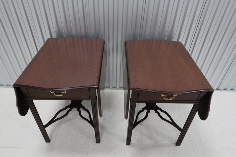 Pair Councill Mahogany Chippendale Drop Leaf Large End Tables gallery