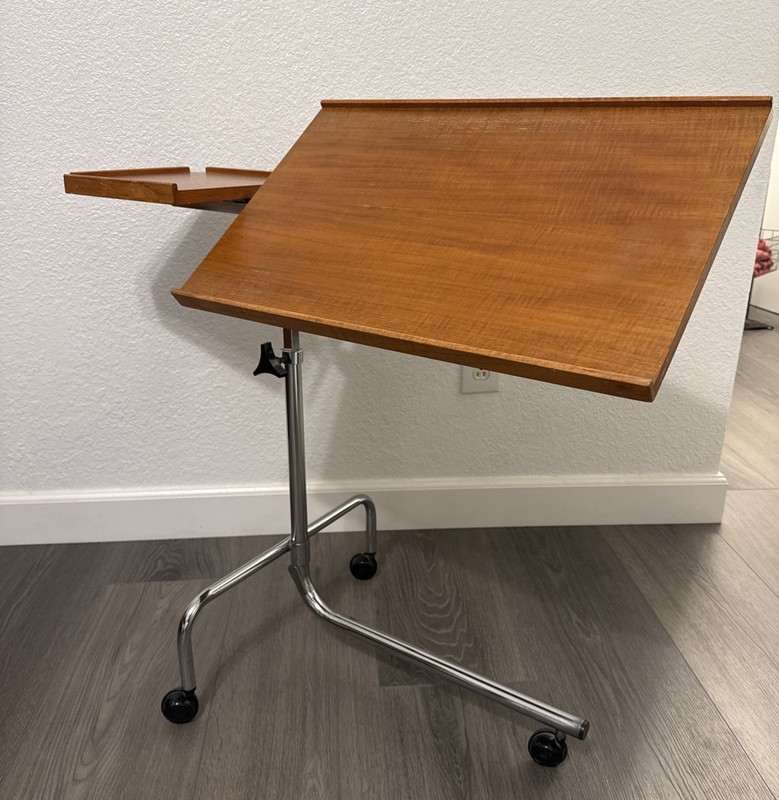 HMN Mid Century Danish Teak Adjustable Tray Table