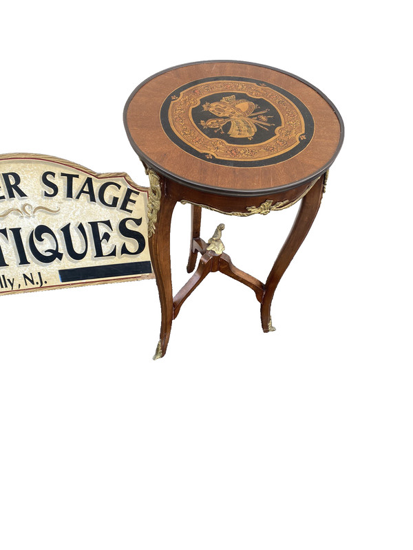 66568 Inlaid Louis XV Side Table Stand Bronze Ormalu gallery