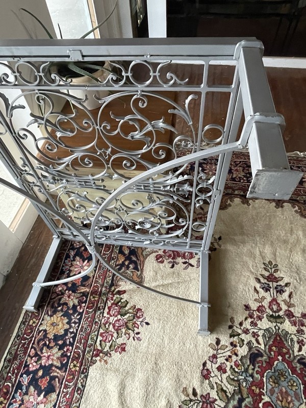 19th Century Style Wrought Iron Coffee Table with Beavled Glass Top gallery