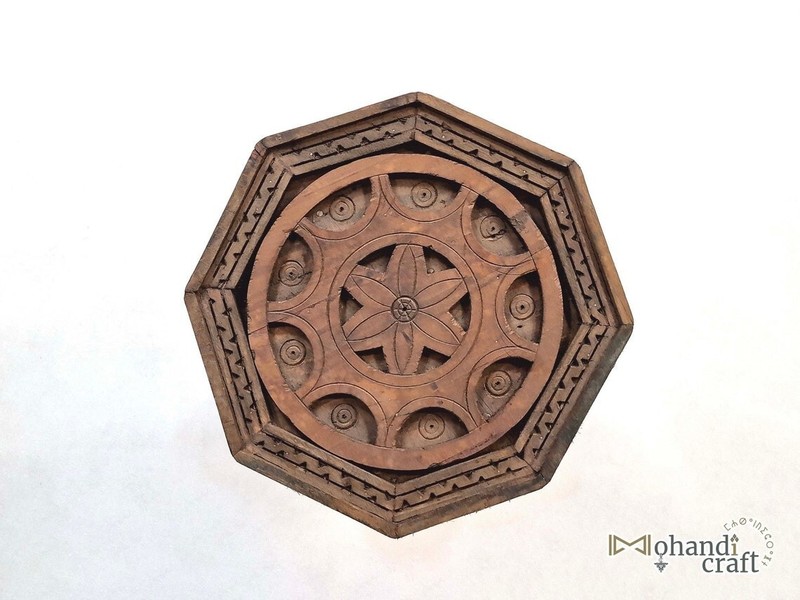 ROUND COFFEE TABLE- Moroccan Brown Wooden Table - Handcrafted Berber Decor. gallery