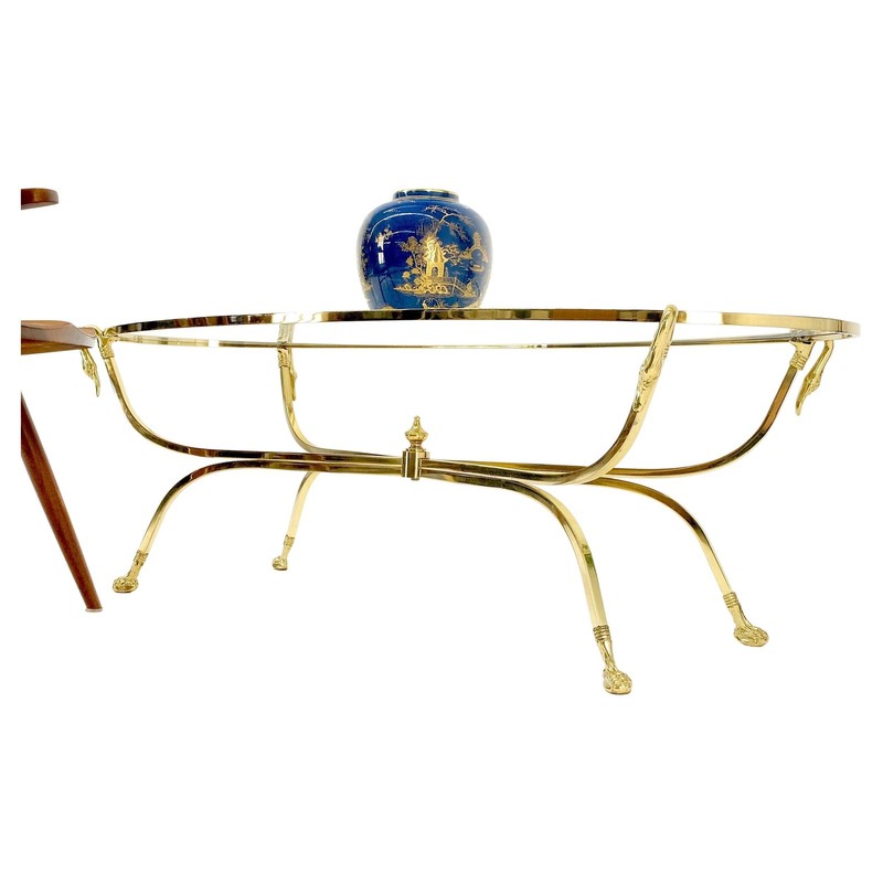 Solid Brass Oval Swan Heads Feet Motive Coffee Table Center Finial gallery