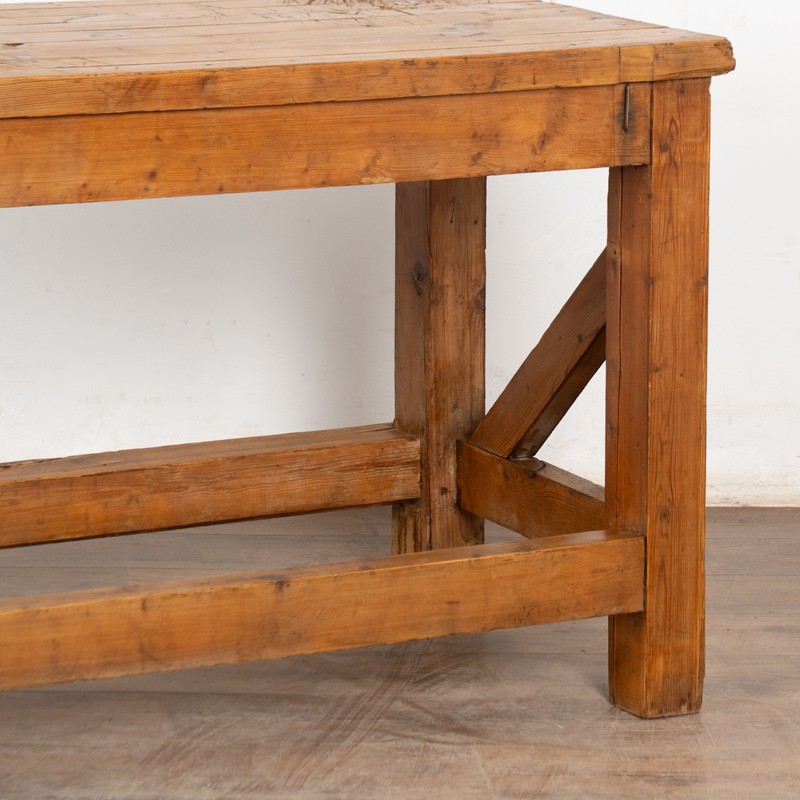 Late 19th Century Rustic Pine Work Table Console Island gallery