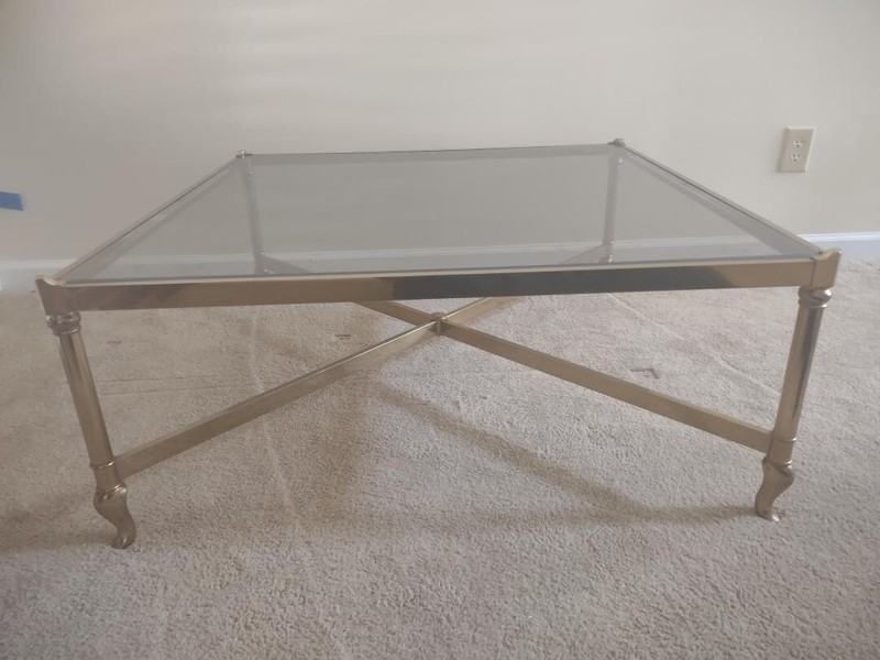 Vintage brass and glass coffee table gallery