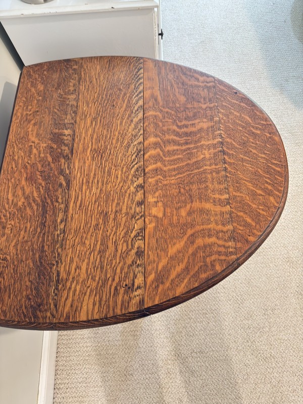 Antique English Table Drop Leaf Gateleg Barley Twist Oak Oval c. 1920-30s gallery