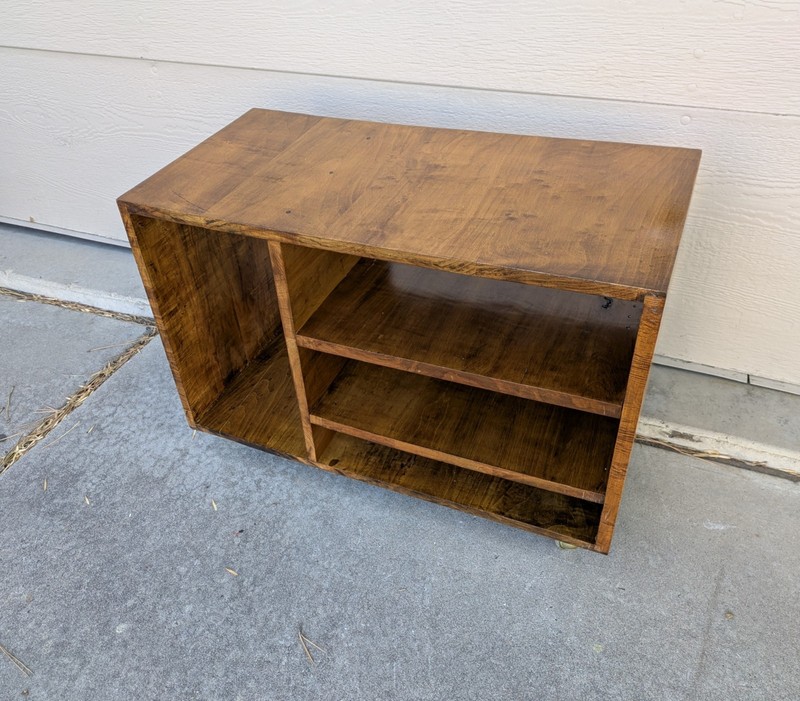 Vintage Mid Century Modern Rustic Wood Rolling TV Stand Media Shelf Cart Table gallery