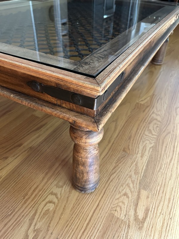 Antique Indian Window Grate Made into a Coffee Table with Copper Sheathing gallery