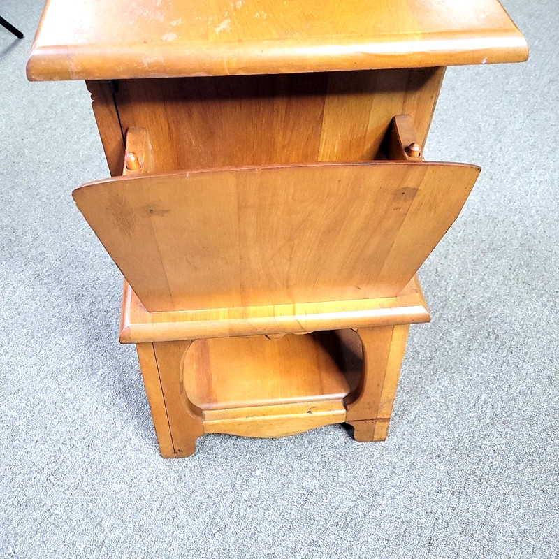 Vintage Mid Century Solid Walnut Smoke Stand Table gallery