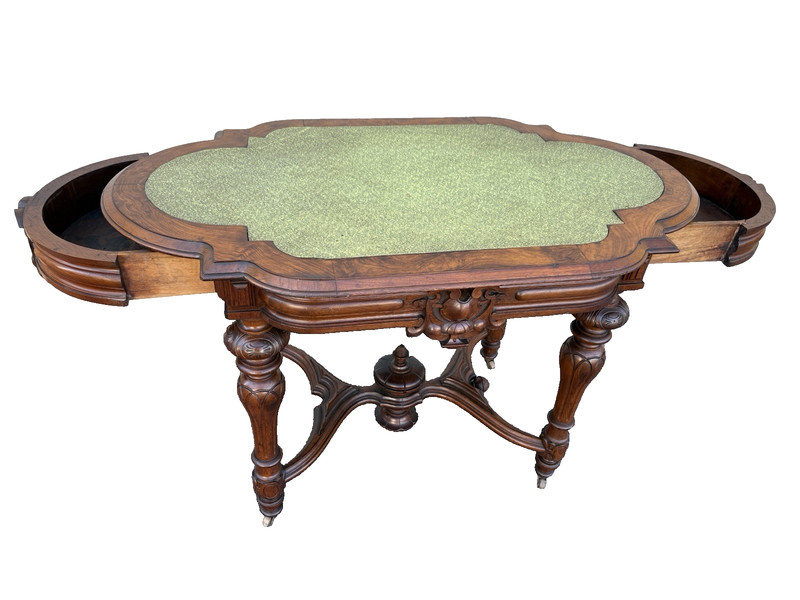 67072 RARE Walnut Victorian Lamp Table with a Drawer on Each End gallery