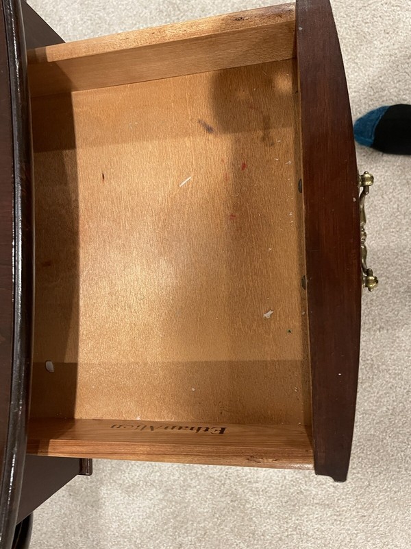 Ethan Allen Pembroke Cherry Queen Anne Drop Leaf Side Table w. Drawer and wheels gallery