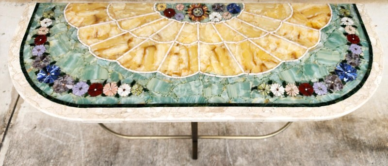 Regency Console Table Brass Swans Inlaid Onyx gallery