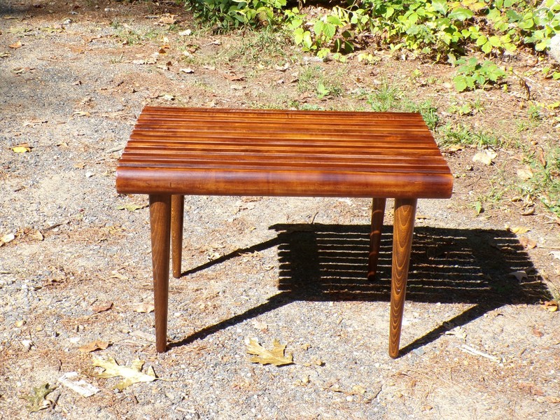 Vintage Mid Century Modern Slat Bench Small Coffee Table Entry Table