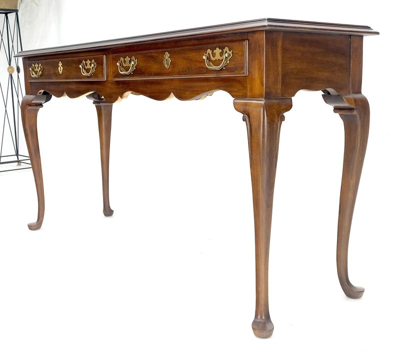 Solid Cherry Queen Ann Style Brass Drop Pulls Two Drawers Console Table MINT gallery