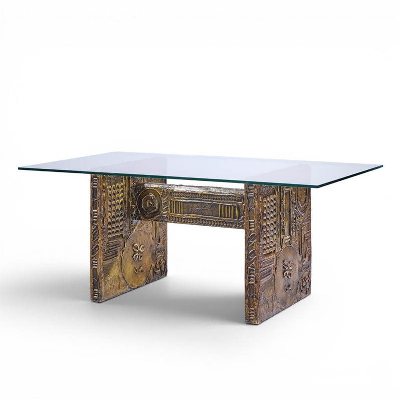 Adrian Pearsall for Craft Associates Midcentury Brutalist Glass Top Dining Table gallery