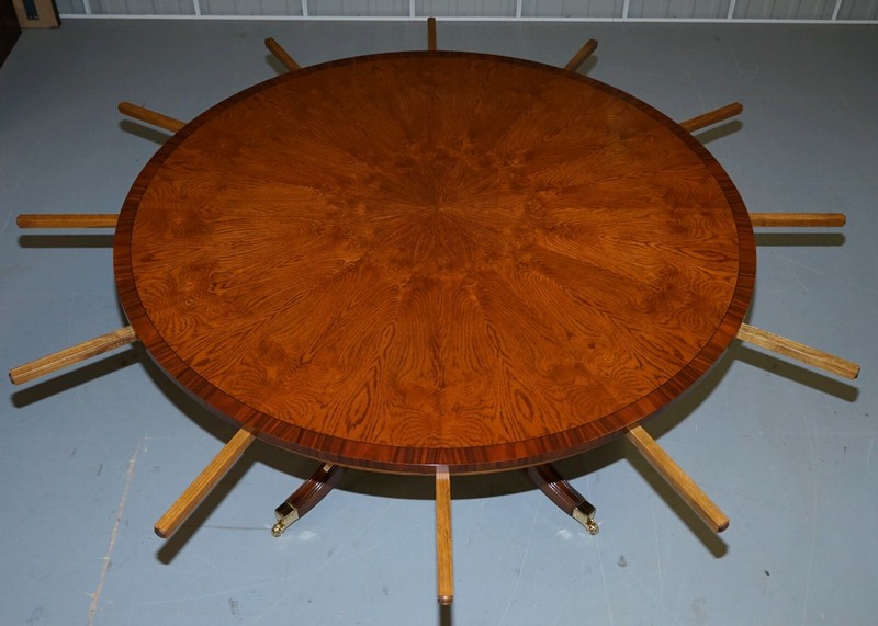 BRAND NEW CLUSTER OAK EXTENDING JUPE ROUND DINING TABLES SEATS 6 - 10 PEOPLE gallery