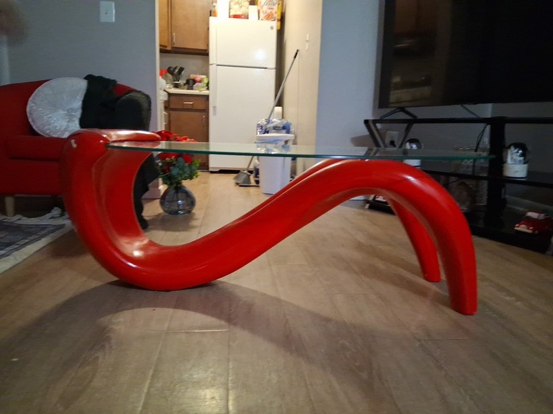 Beautiful Vintage Red Curved Table gallery