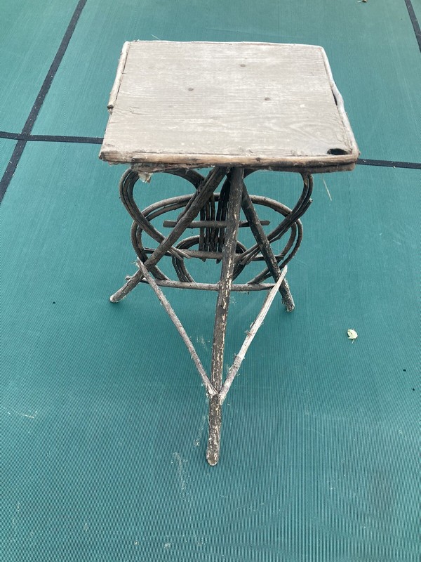 ANTIQUE HANDMADE Rustic Primitive ADIRONDAK BENTWOOD TWIG PLANT STAND gallery